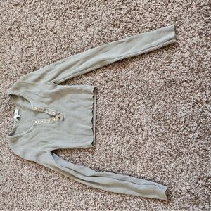 Ribbed Button-Up Cropped Sweater
